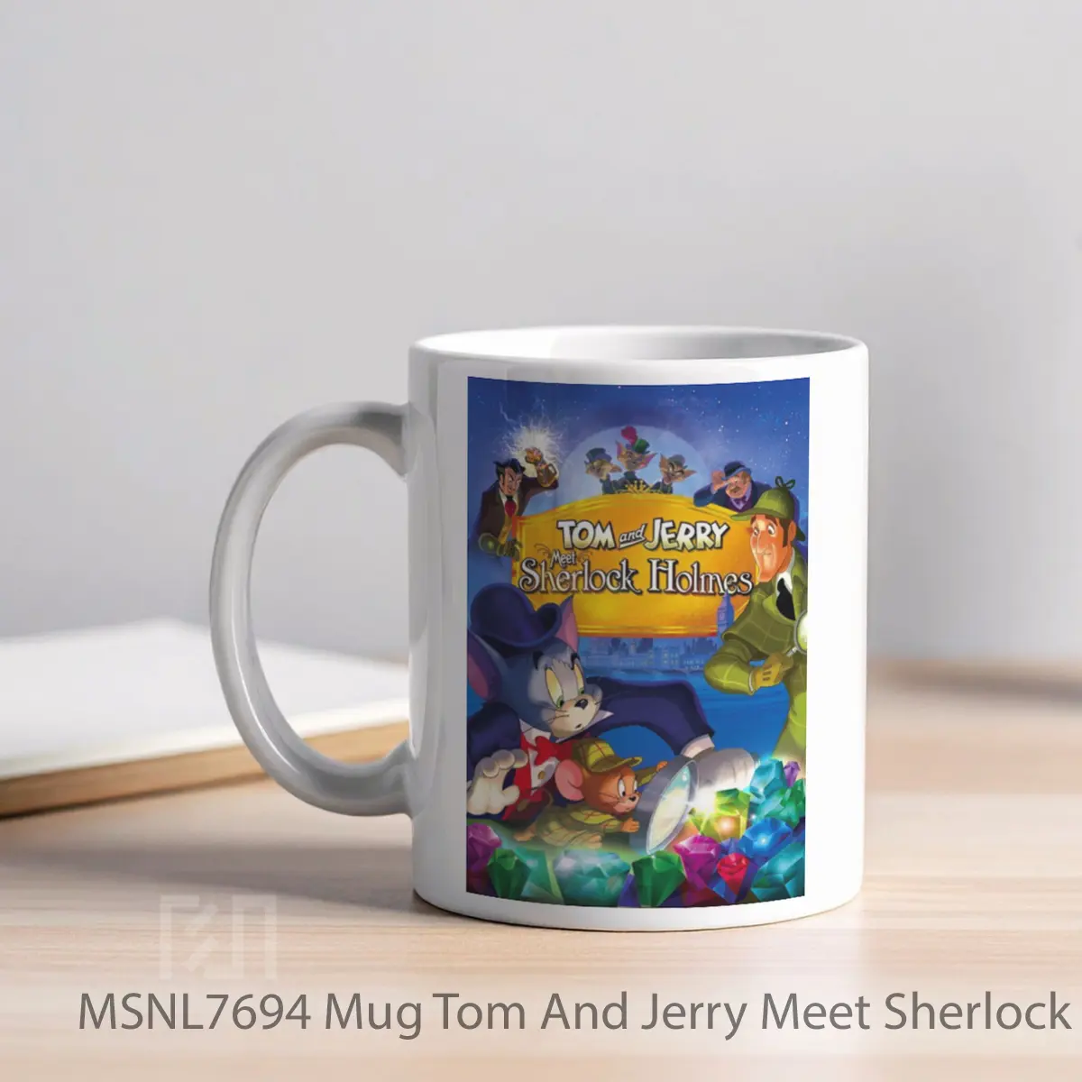 Mug Tom And Jerry Meet Sherlock Holmes Gelas Keramik Tema Film MSNL7694 - Tampak Kiri