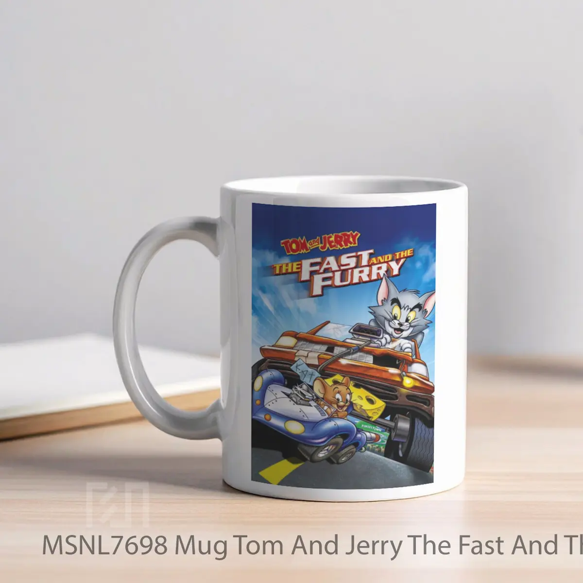 Mug Tom And Jerry The Fast And The Furry Gelas Keramik Tema Film MSNL7698 - Tampak Kiri
