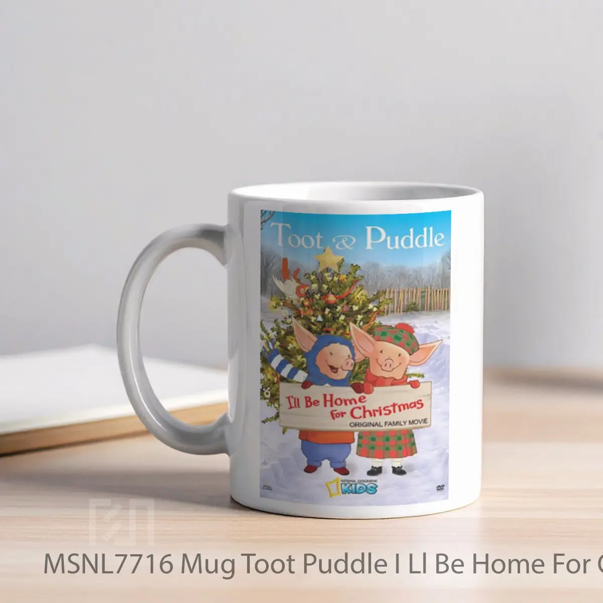 Mug Toot Puddle I Ll Be Home For Christmas Gelas Keramik Tema Film MSNL7716 - Tampak Kiri