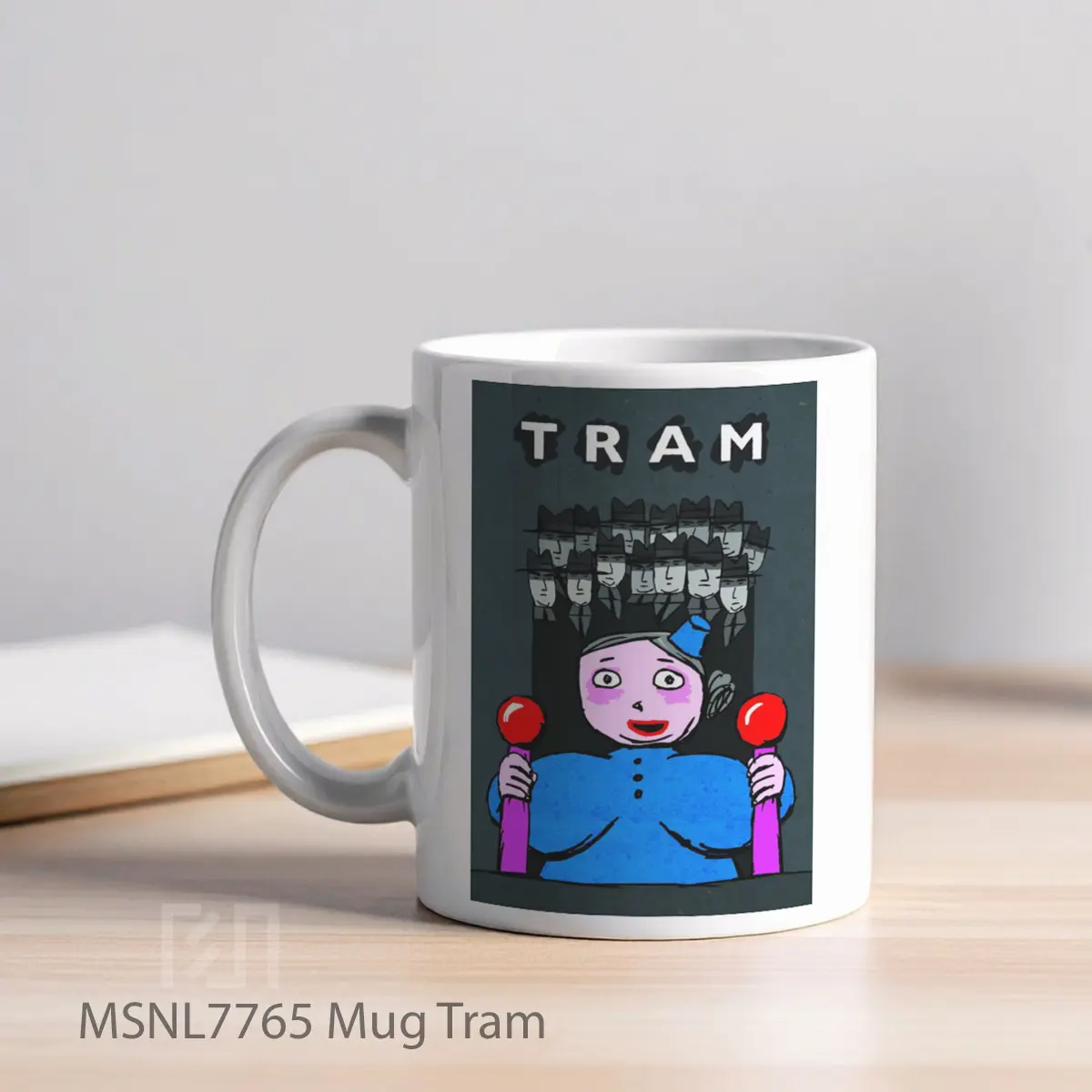 Mug Tram Gelas Keramik Tema Film MSNL7765 - Tampak Kiri