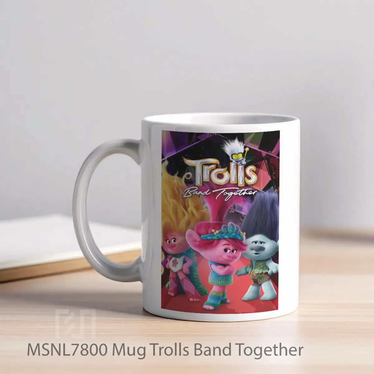 Mug Trolls Band Together Gelas Keramik Tema Film MSNL7800 - Tampak Kiri