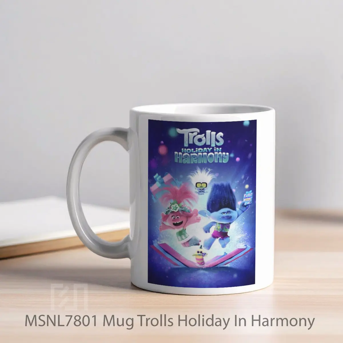 Mug Trolls Holiday In Harmony Gelas Keramik Tema Film MSNL7801 - Tampak Kiri