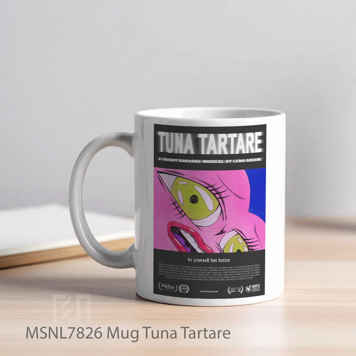 Mug Tuna Tartare Gelas Keramik Tema Film MSNL7826 - Tampak Kiri