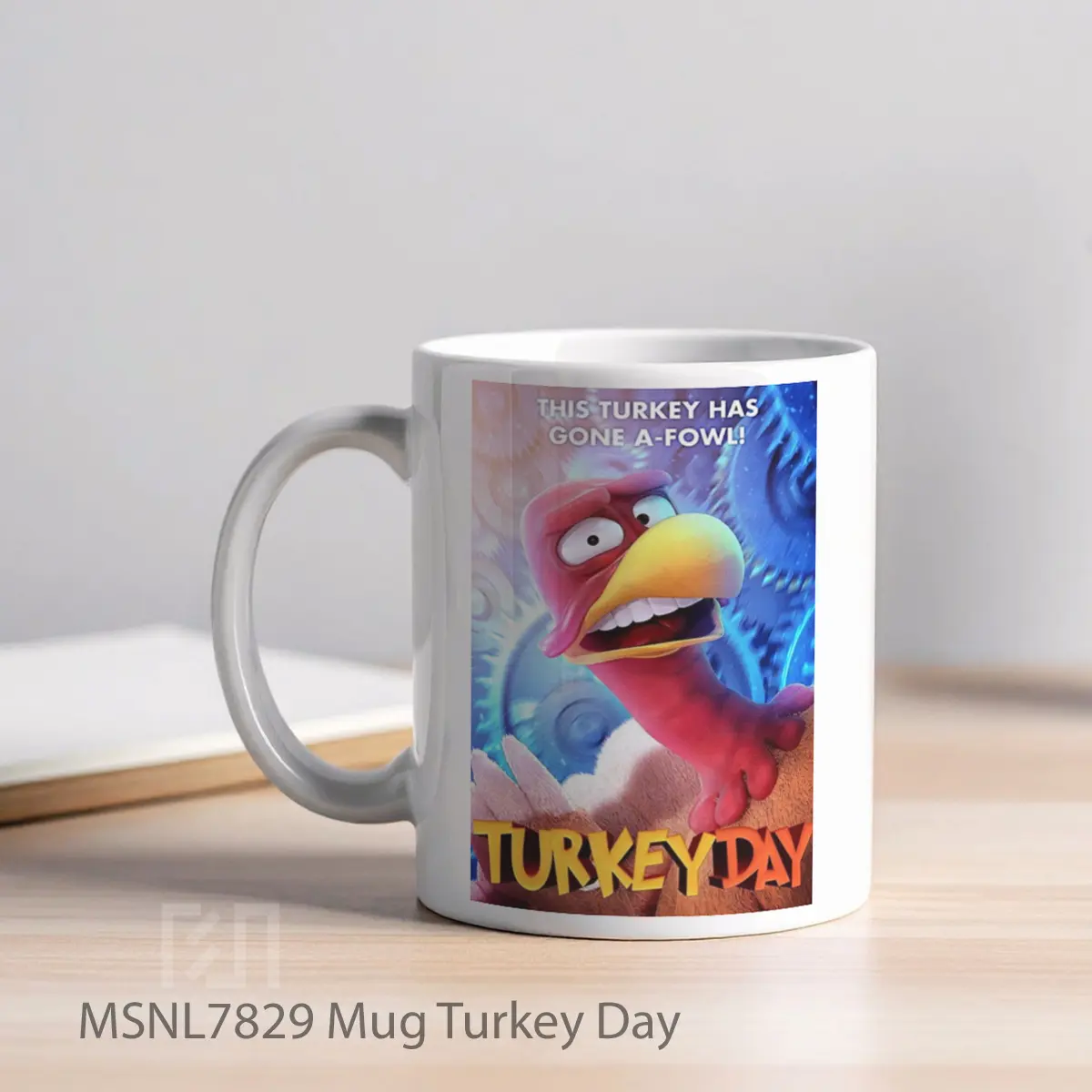 Mug Turkey Day Gelas Keramik Tema Film MSNL7829 - Tampak Kiri