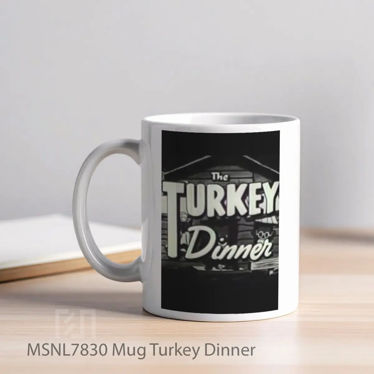 Mug Turkey Dinner Gelas Keramik Tema Film MSNL7830 - Tampak Kiri