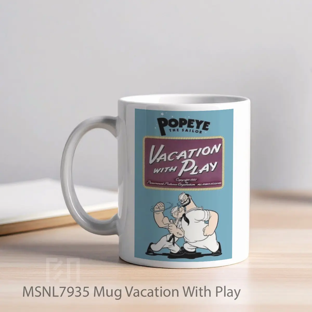 Mug Vacation With Play Gelas Keramik Tema Film MSNL7935 - Tampak Kiri