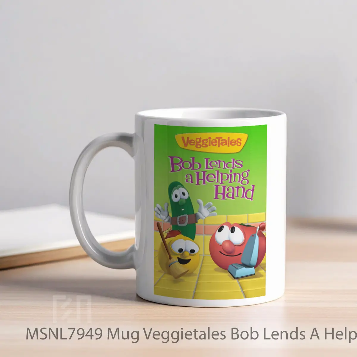 Mug Veggietales Bob Lends A Helping Hand Gelas Keramik Tema Film MSNL7949 - Tampak Kiri