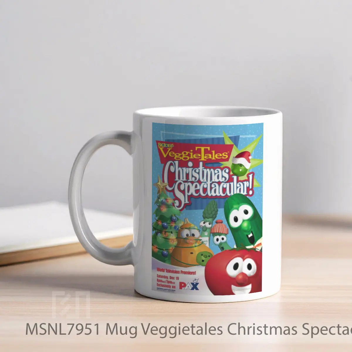 Mug Veggietales Christmas Spectacular Gelas Keramik Tema Film MSNL7951 - Tampak Kiri