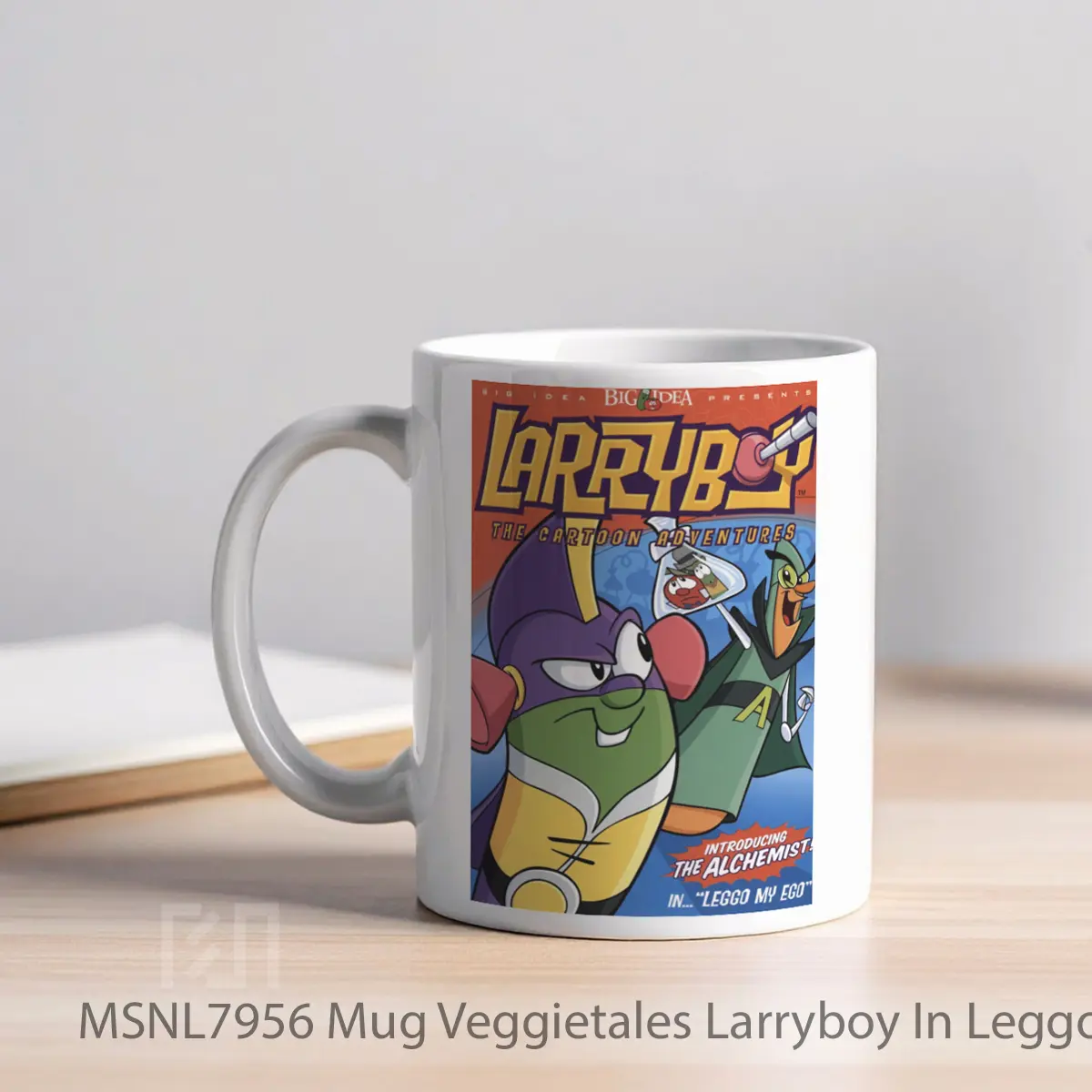 Mug Veggietales Larryboy In Leggo My Ego Gelas Keramik Tema Film MSNL7956 - Tampak Kiri