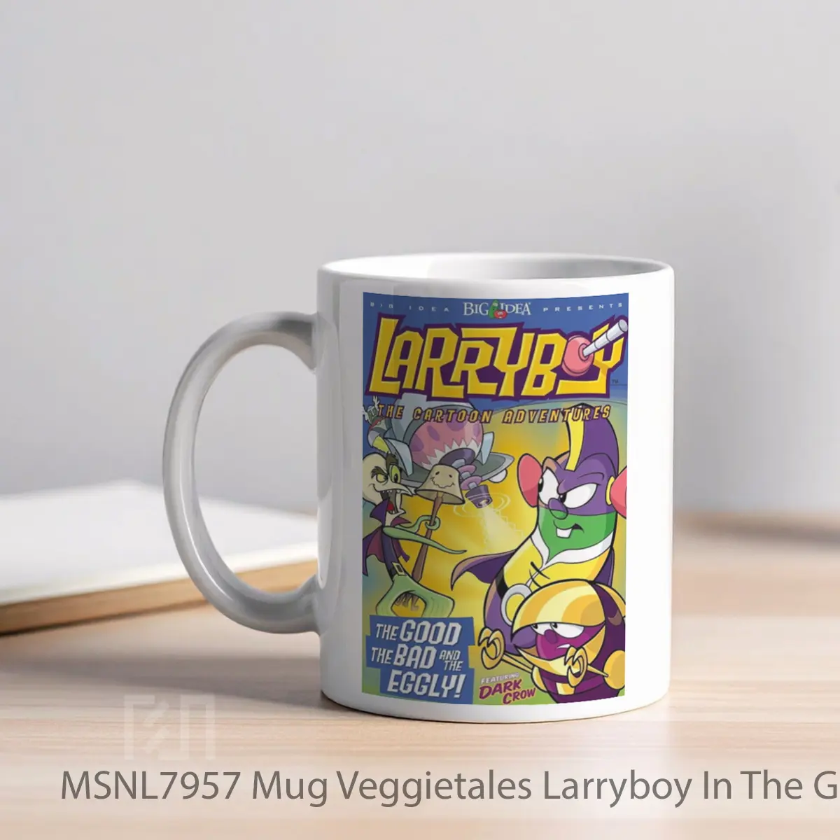 Mug Veggietales Larryboy In The Good The Bad And The Eggly Gelas Keramik Tema Film MSNL7957 - Tampak Kiri