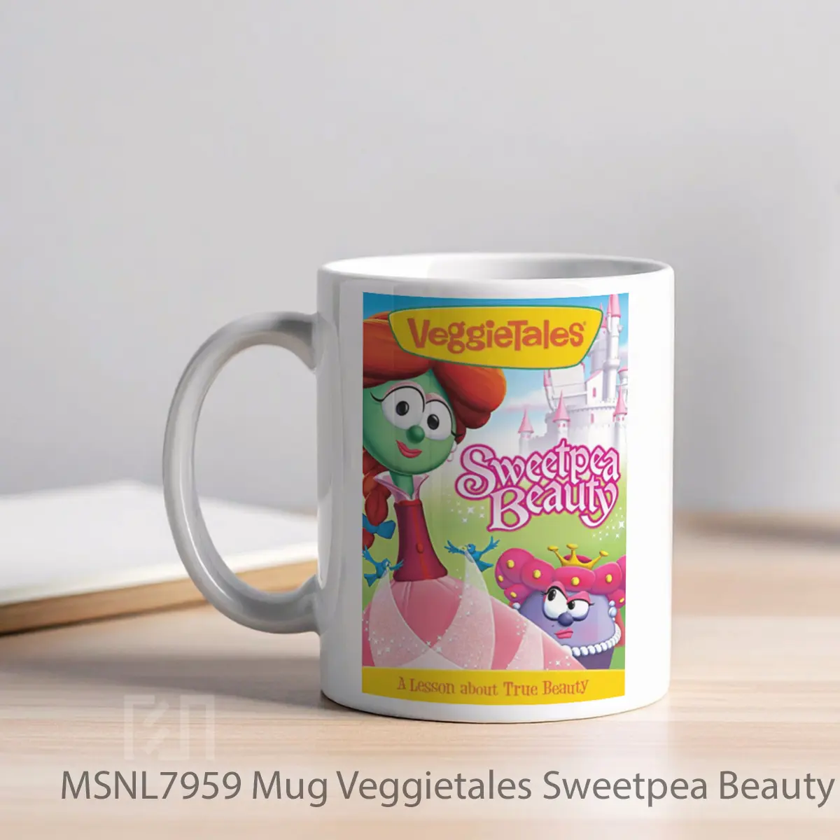 Mug Veggietales Sweetpea Beauty Gelas Keramik Tema Film MSNL7959 - Tampak Kiri