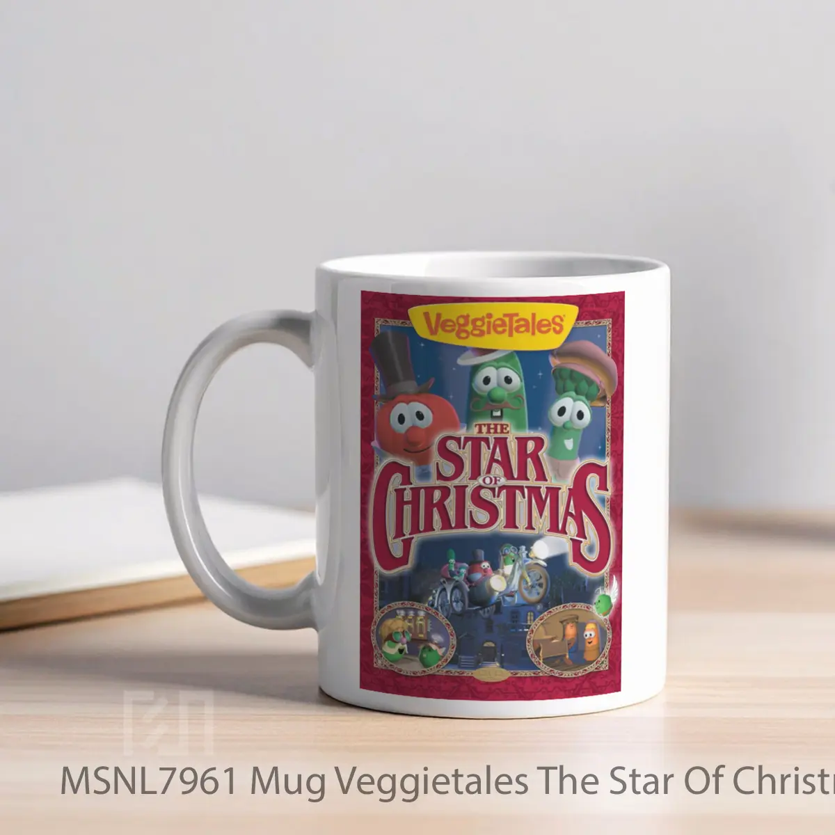 Mug Veggietales The Star Of Christmas Gelas Keramik Tema Film MSNL7961 - Tampak Kiri