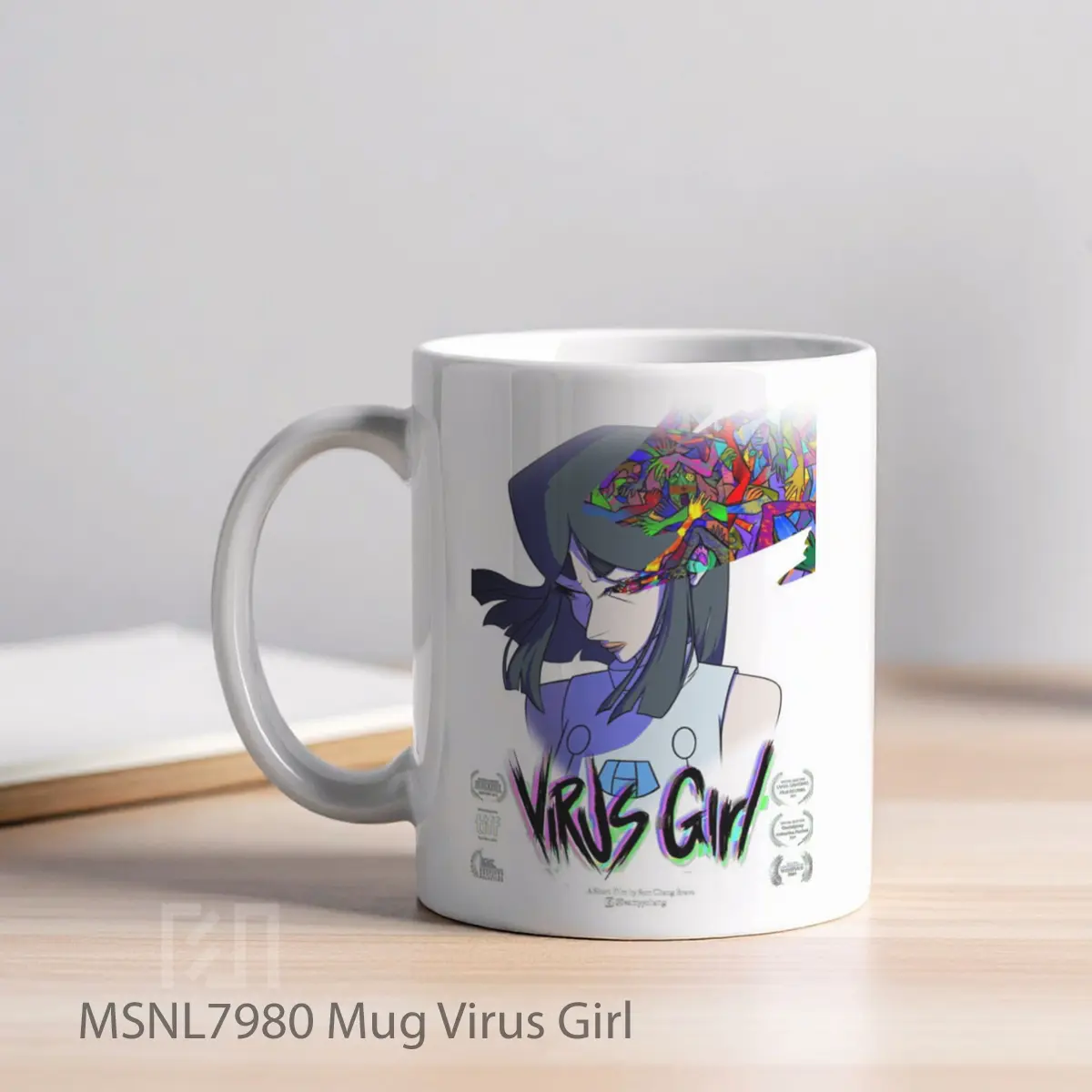 Mug Virus Girl Gelas Keramik Tema Film MSNL7980 - Tampak Kiri