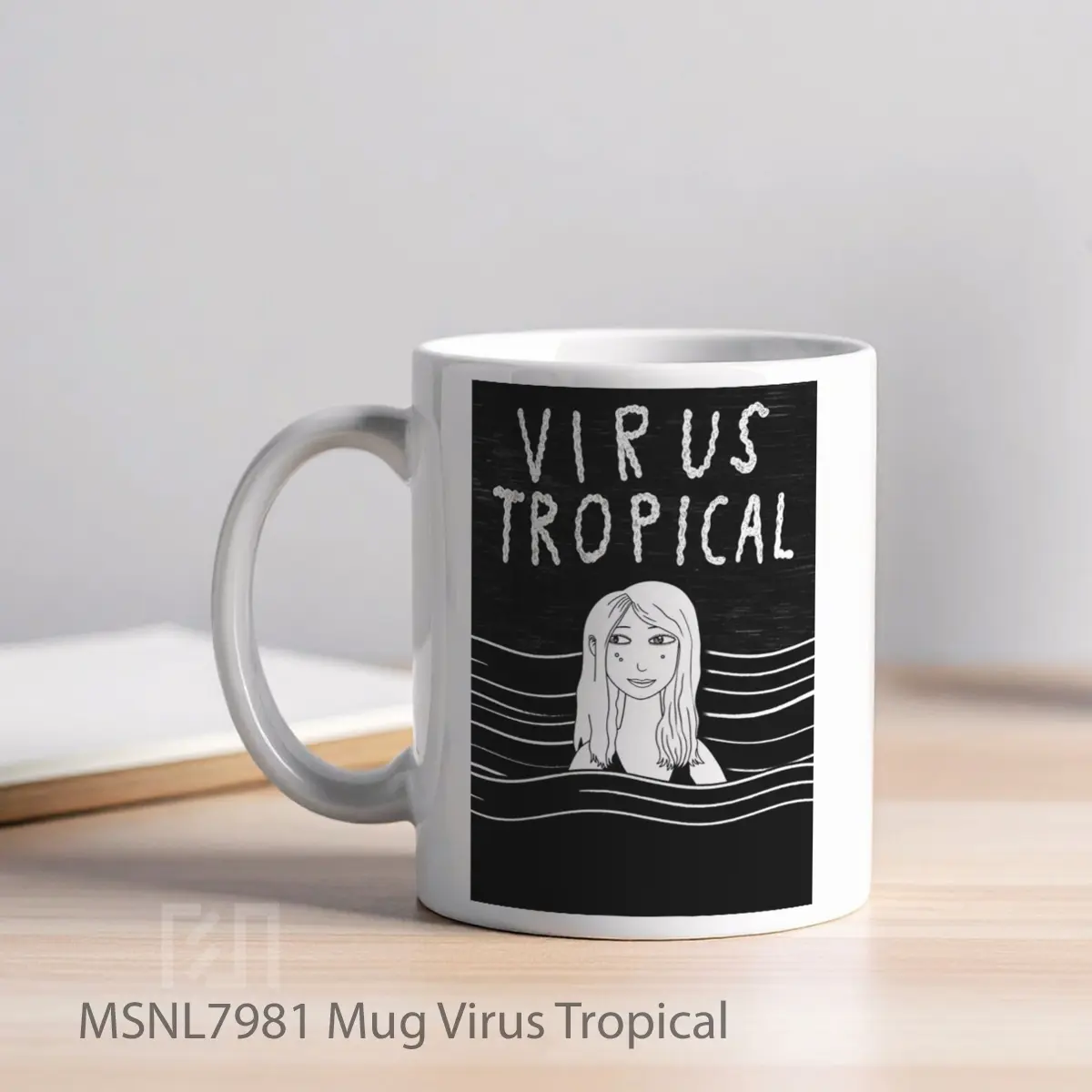 Mug Virus Tropical Gelas Keramik Tema Film MSNL7981 - Tampak Kiri