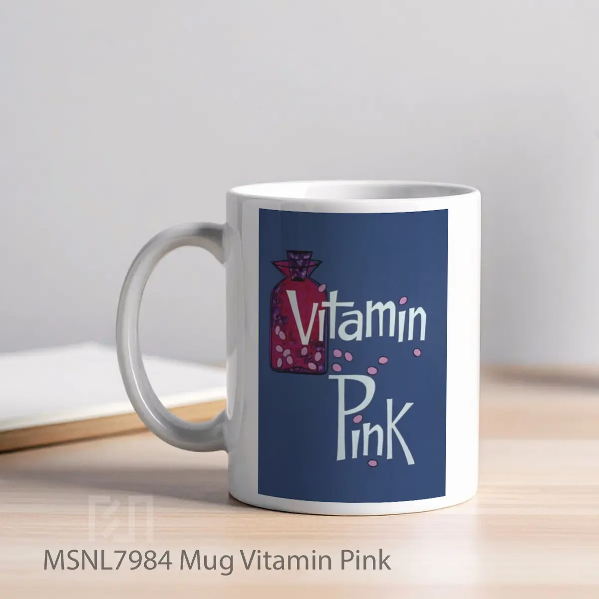 Mug Vitamin Pink Gelas Keramik Tema Film MSNL7984 - Tampak Kiri
