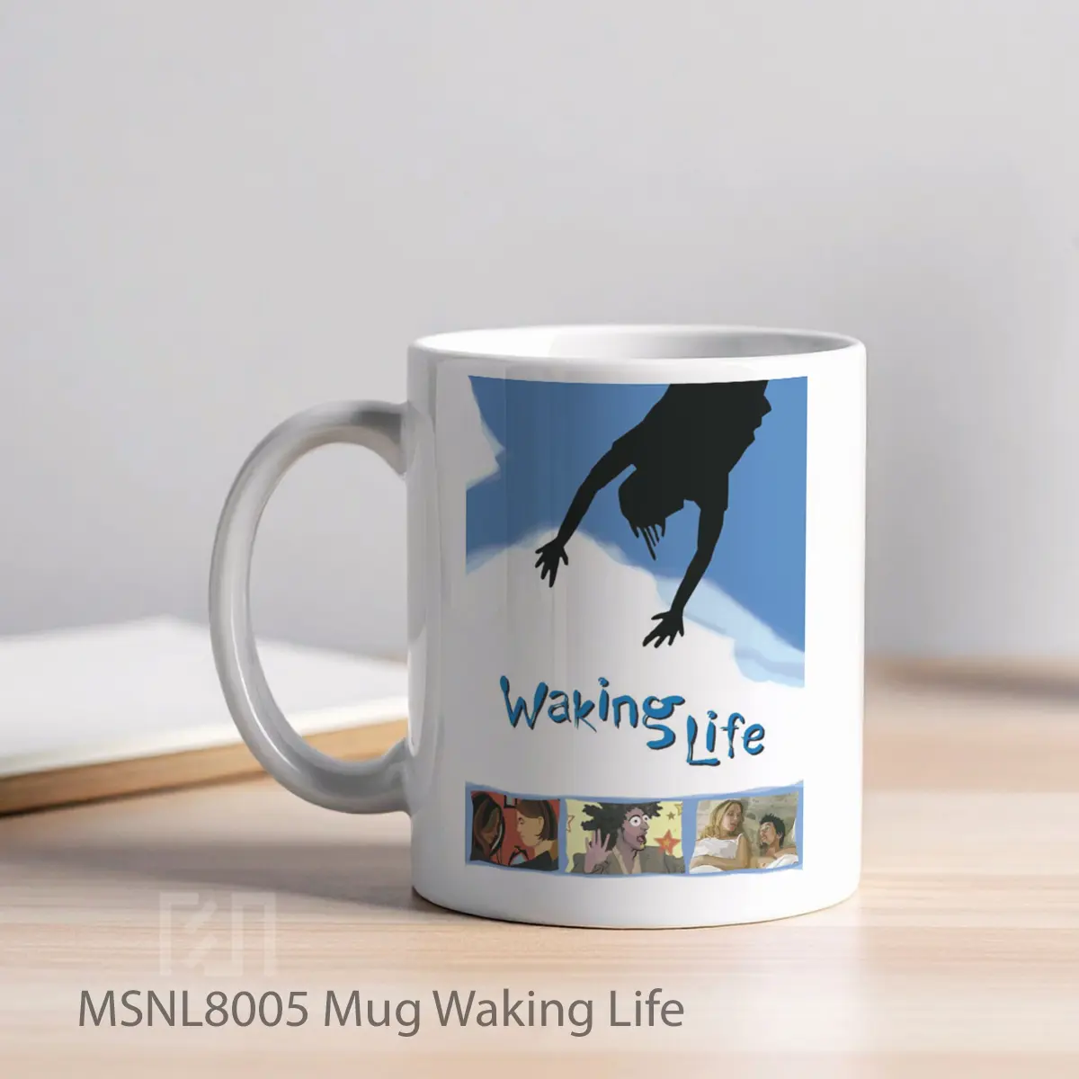 Mug Waking Life Gelas Keramik Tema Film MSNL8005 - Tampak Kiri
