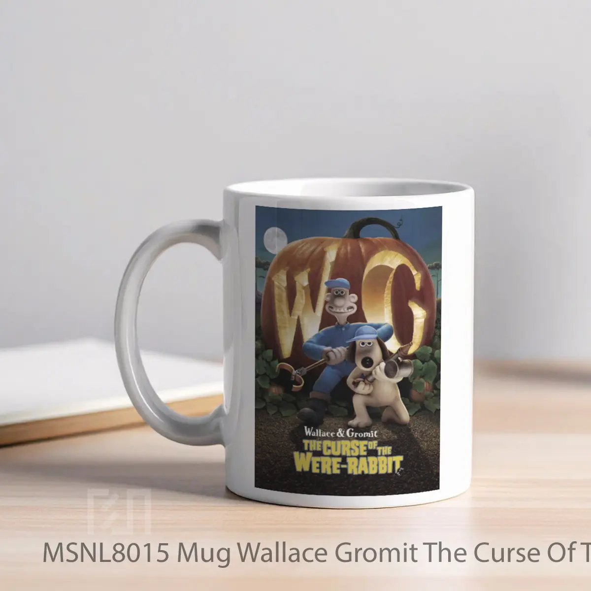 Mug Wallace Gromit The Curse Of The Were Rabbit Gelas Keramik Tema Film MSNL8015 - Tampak Kiri