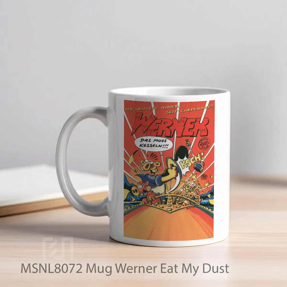 Mug Werner Eat My Dust Gelas Keramik Tema Film MSNL8072 - Tampak Kiri