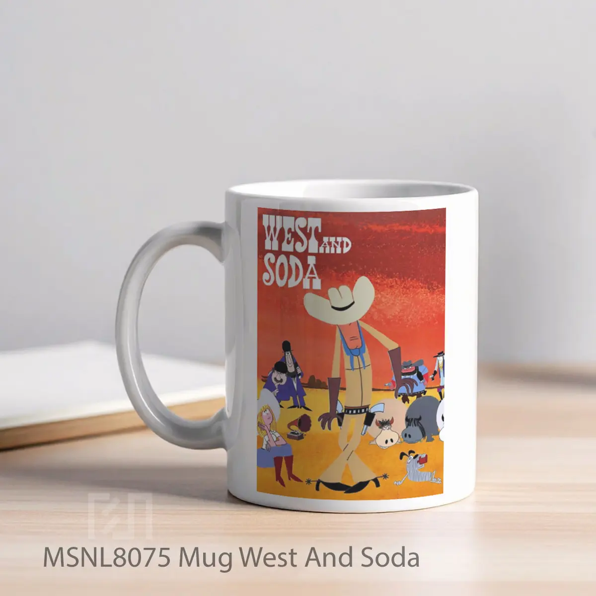 Mug West And Soda Gelas Keramik Tema Film MSNL8075 - Tampak Kiri