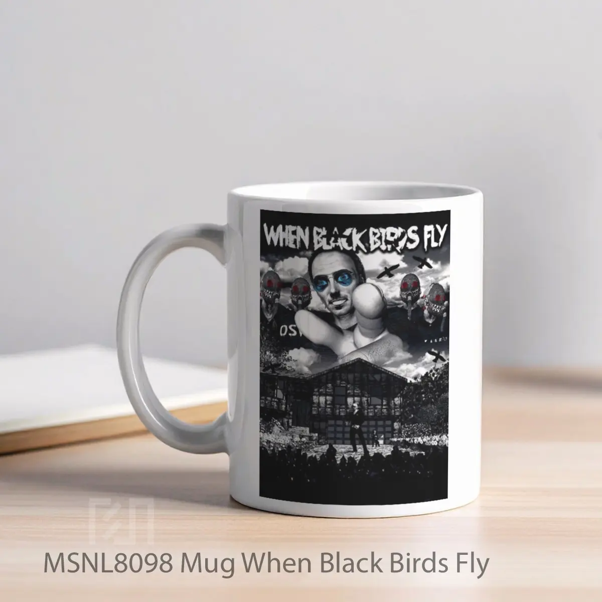 Mug When Black Birds Fly Gelas Keramik Tema Film MSNL8098 - Tampak Kiri
