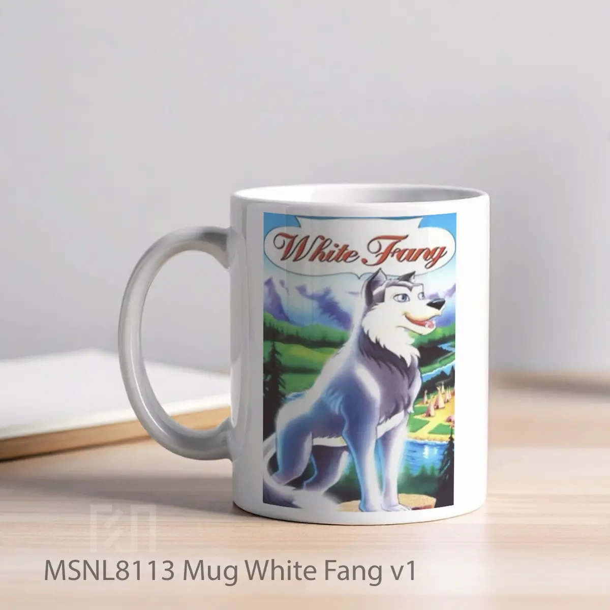 Mug White Fang V1 Gelas Keramik Tema Film MSNL8113 - Tampak Kiri