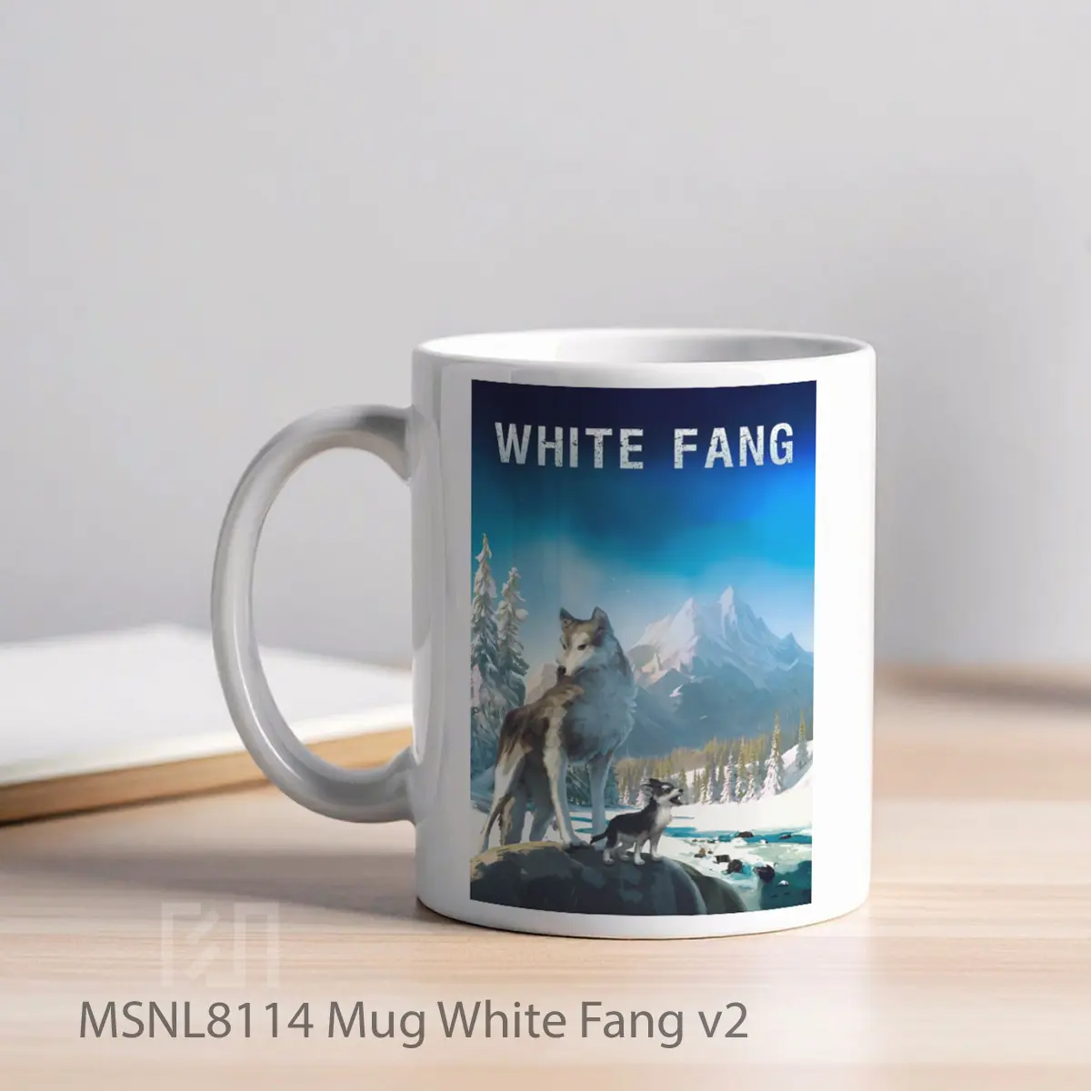 Mug White Fang V2 Gelas Keramik Tema Film MSNL8114 - Tampak Kiri