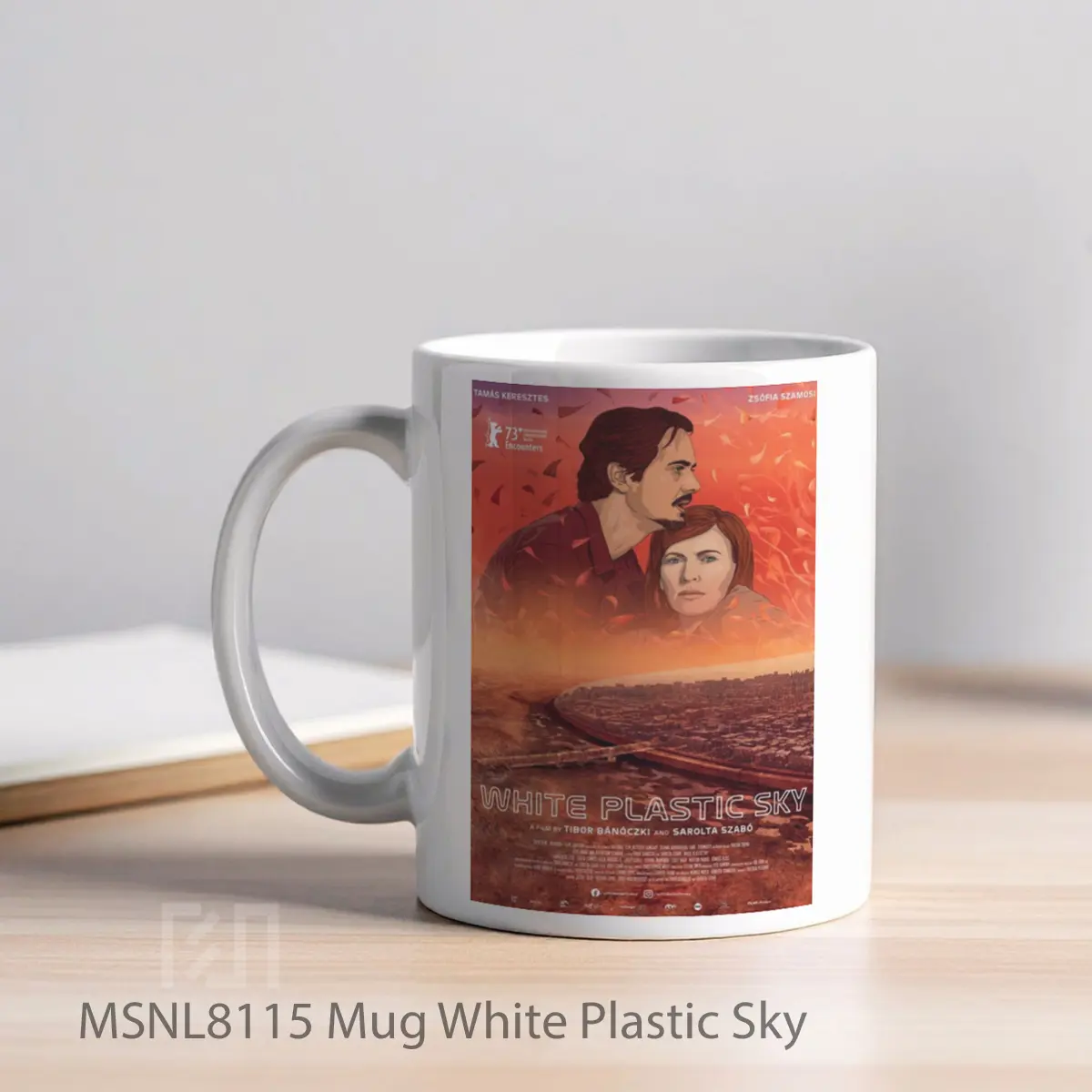 Mug White Plastic Sky Gelas Keramik Tema Film MSNL8115 - Tampak Kiri