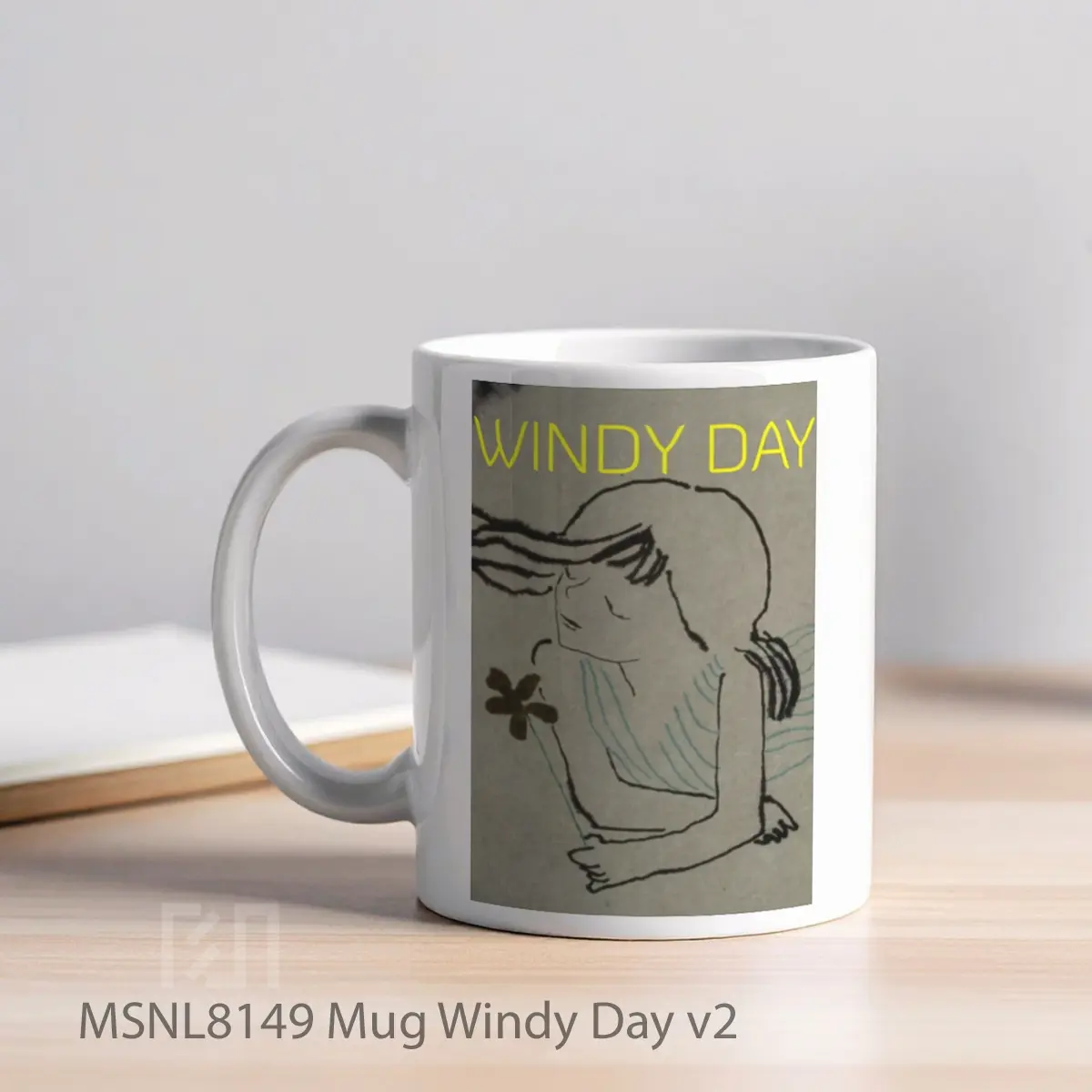 Mug Windy Day V2 Gelas Keramik Tema Film MSNL8149 - Tampak Kiri