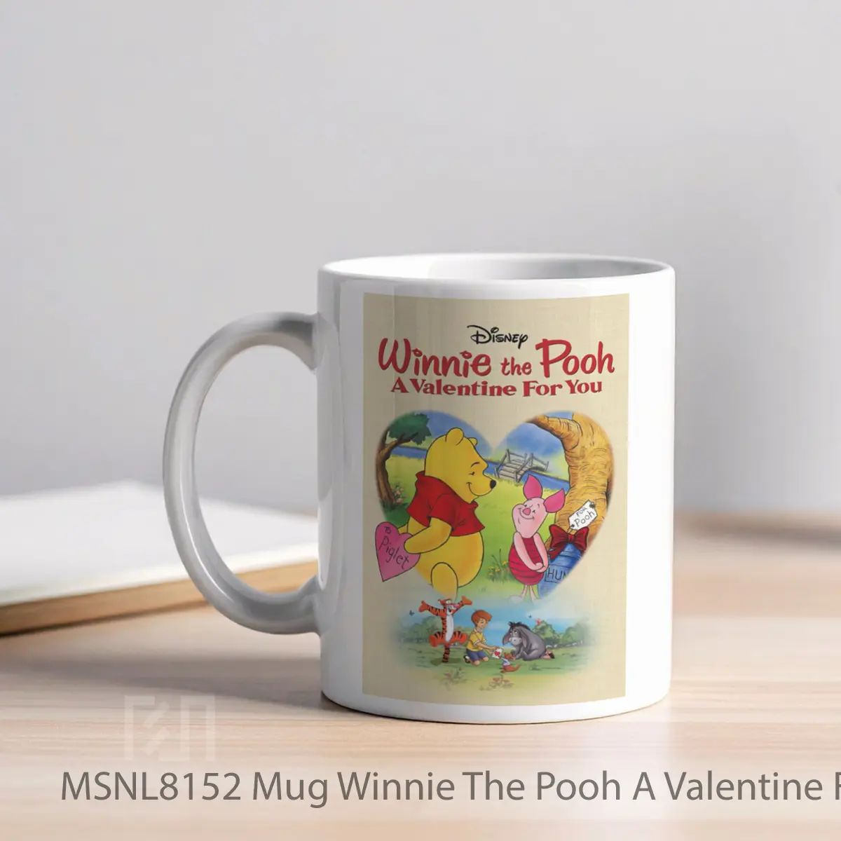 Mug Winnie The Pooh A Valentine For You Gelas Keramik Tema Film MSNL8152 - Tampak Kiri