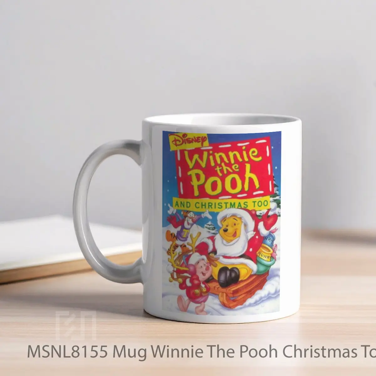 Mug Winnie The Pooh Christmas Too Gelas Keramik Tema Film MSNL8155 - Tampak Kiri