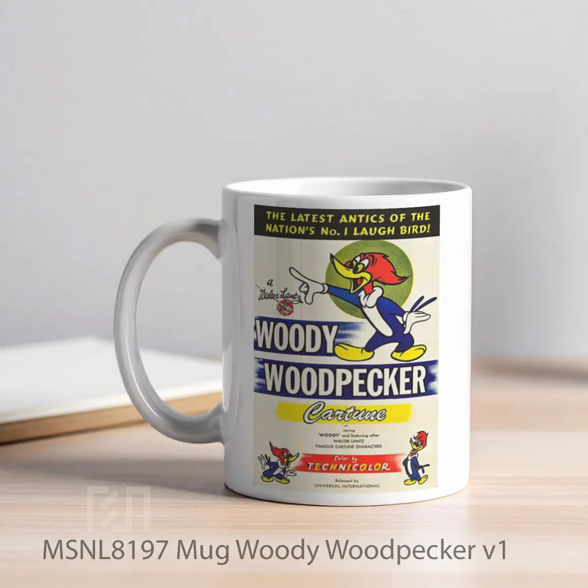 Mug Woody Woodpecker V1 Gelas Keramik Tema Film MSNL8197 - Tampak Kiri