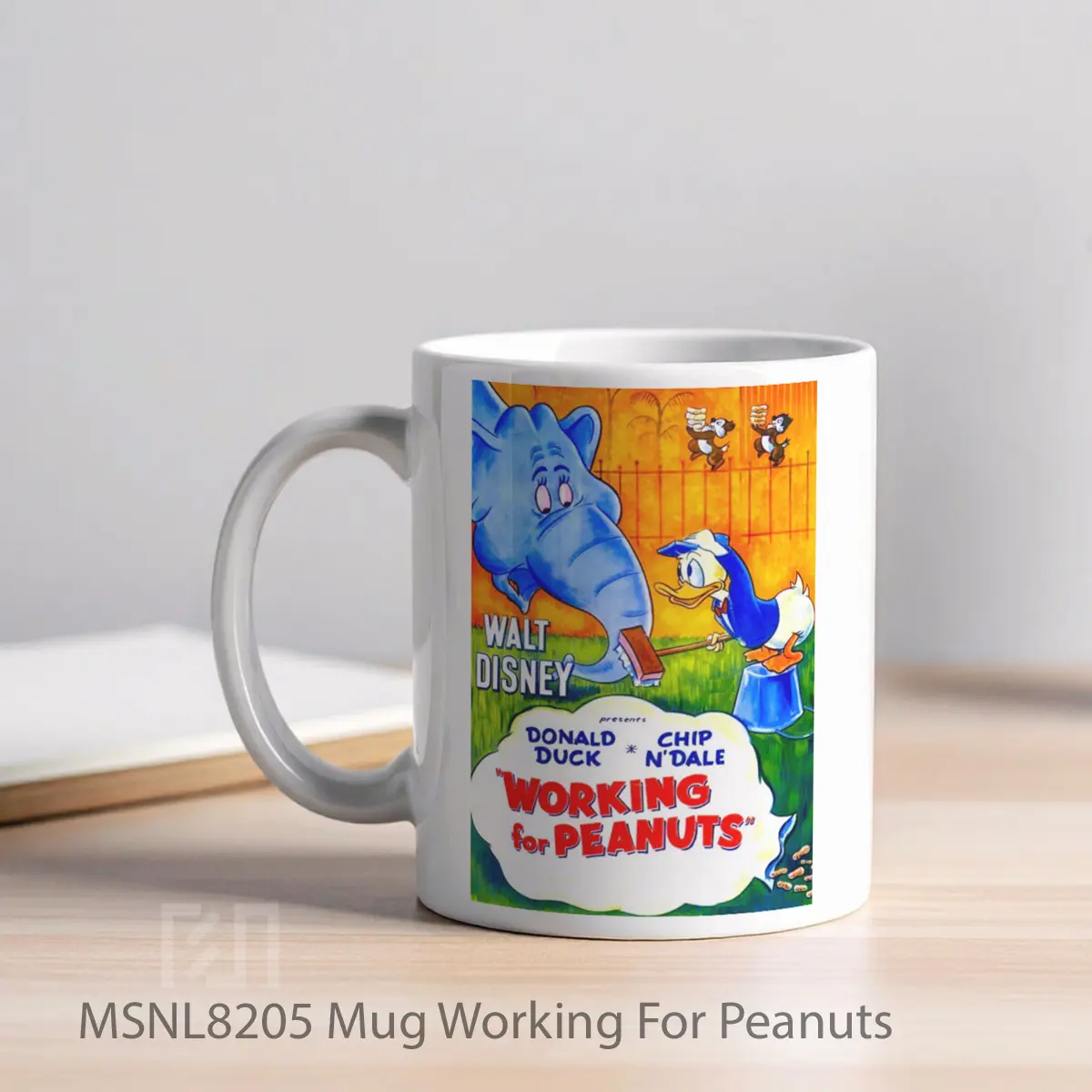 Mug Working For Peanuts Gelas Keramik Tema Film MSNL8205 - Tampak Kiri
