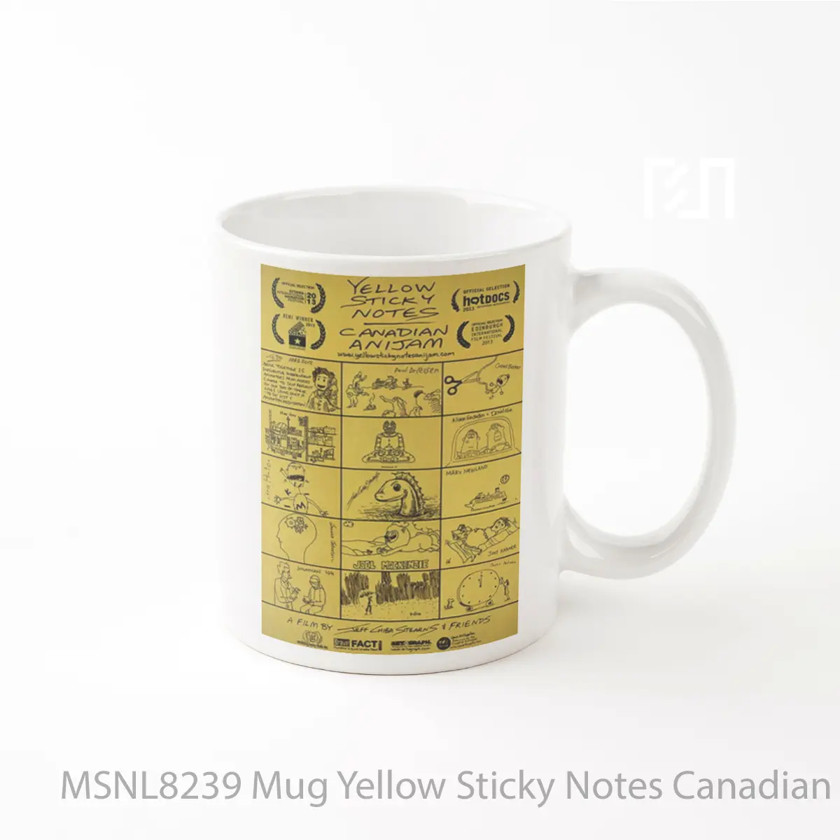 Mug Yellow Sticky Notes Canadian Anijam Gelas Keramik Tema Film MSNL8239