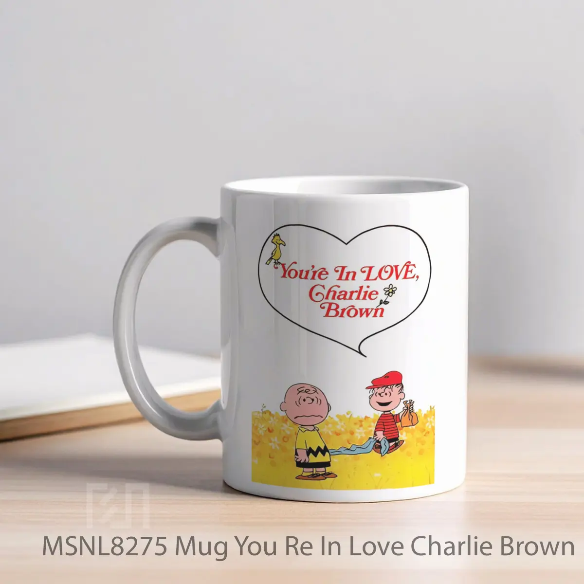 Mug You Re In Love Charlie Brown Gelas Keramik Tema Film MSNL8275 - Tampak Kiri