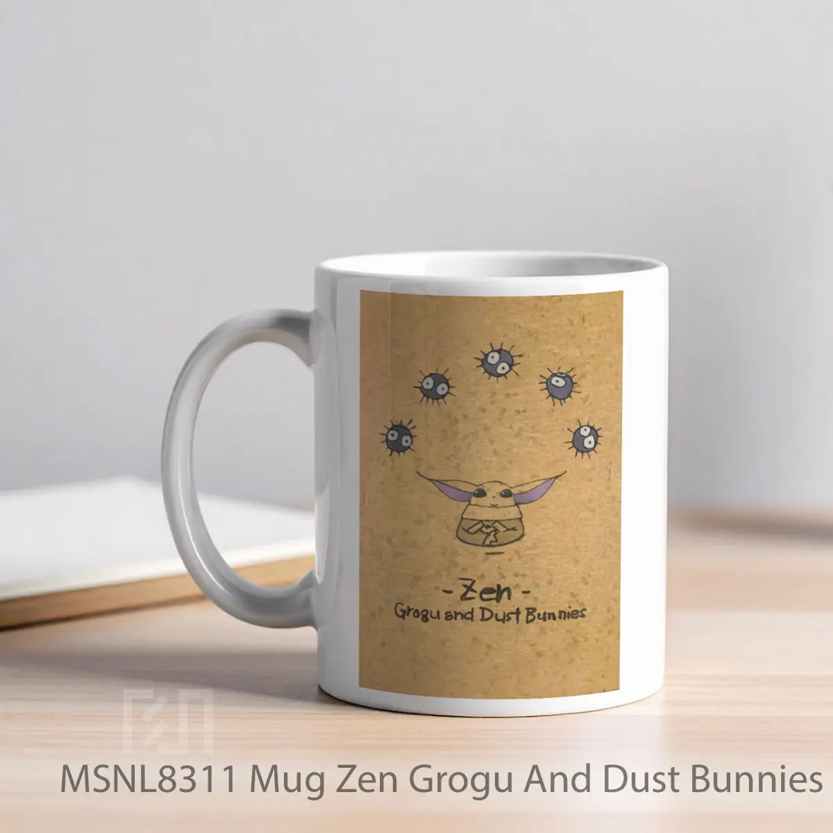 Mug Zen Grogu And Dust Bunnies Gelas Keramik Tema Film MSNL8311 - Tampak Kiri