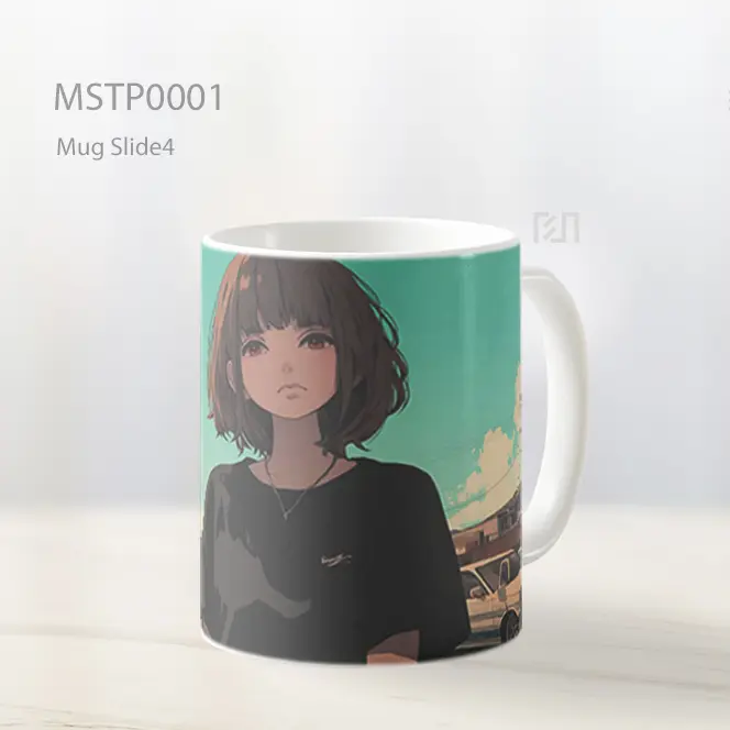 Nineties Anime Girl T Shirt Hitam Mug MSTP0001
