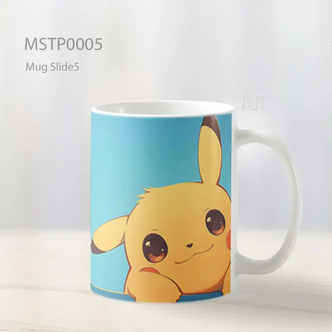 Adorable Pikachu Smiling Blue Background Mug MSTP0005 - All-side / Desain
