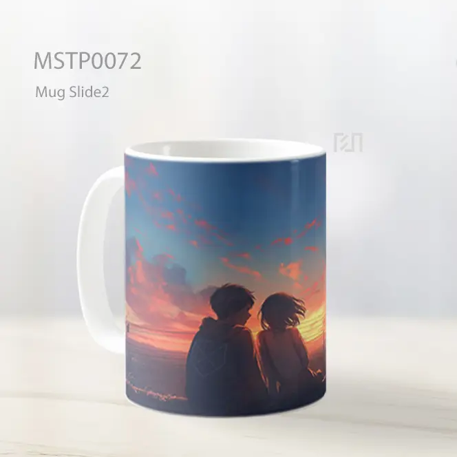 Anime Couple Sunset Rooftop Love Scene Mug MSTP0072 - All-side / Desain