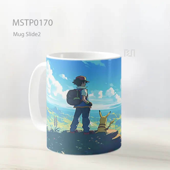 Ash And Pikachu Latar Pegunungan Mug MSTP0170 - All-side / Desain