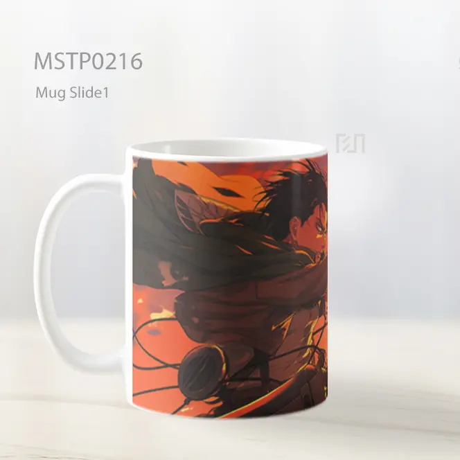 Attack On Titan Eren Yeager Dengan Pedang Oranye Mug MSTP0216 - All-side / Desain