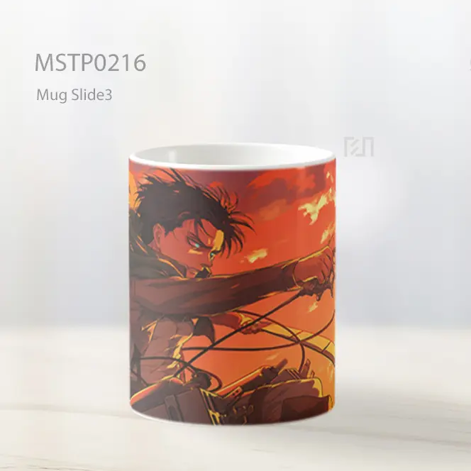 Attack On Titan Eren Yeager Dengan Pedang Oranye Mug MSTP0216 - All-side / Desain