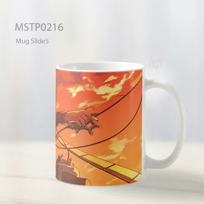 Attack On Titan Eren Yeager Dengan Pedang Oranye Mug MSTP0216 - All-side / Desain