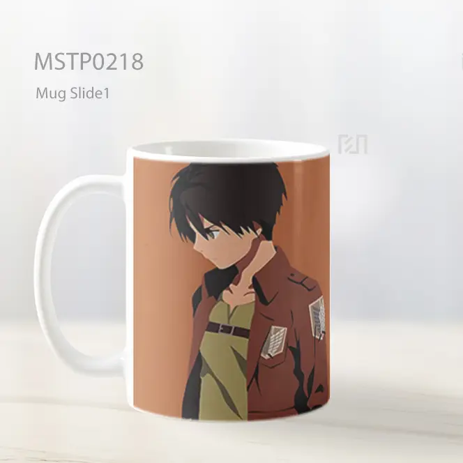 Attack On Titan Eren Yeager Minimalis Oranye Mug MSTP0218 - All-side / Desain