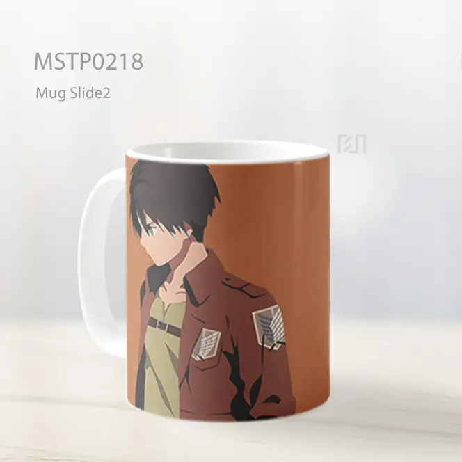 Attack On Titan Eren Yeager Minimalis Oranye Mug MSTP0218 - All-side / Desain