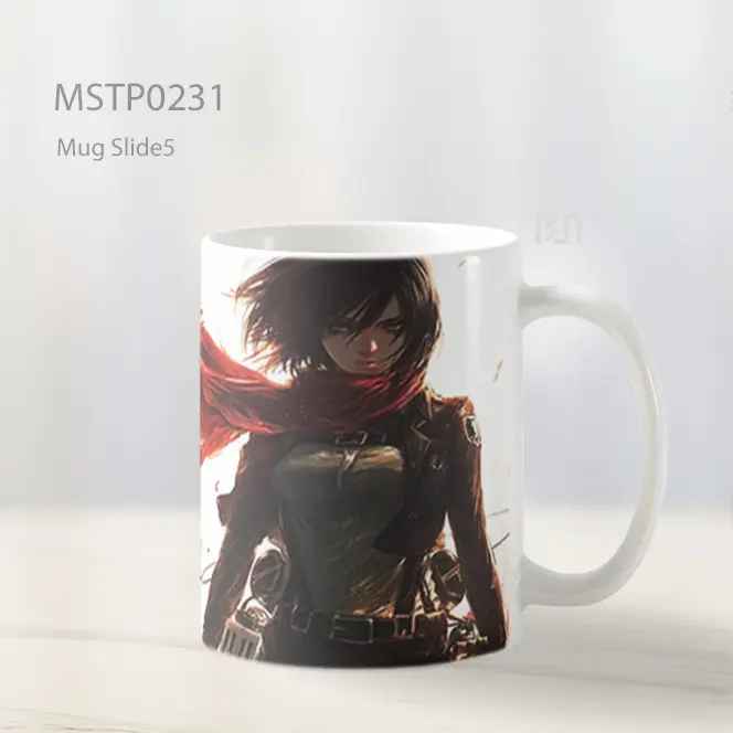Attack On Titan Mikasa Red Scarf Mengalir Mug MSTP0231 - All-side / Desain