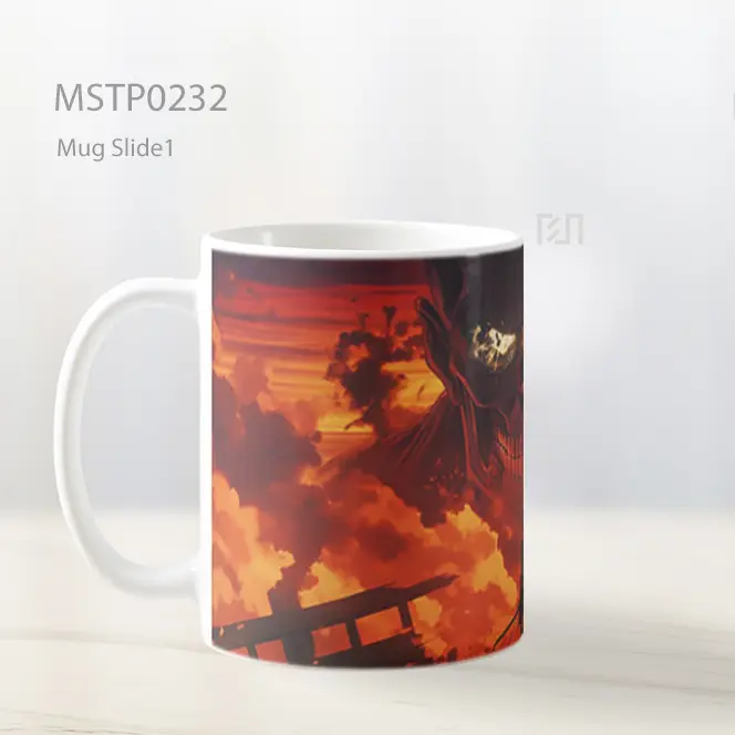 Attack On Titan Pertarungan Epik Latar Merah Mug MSTP0232 - All-side / Desain
