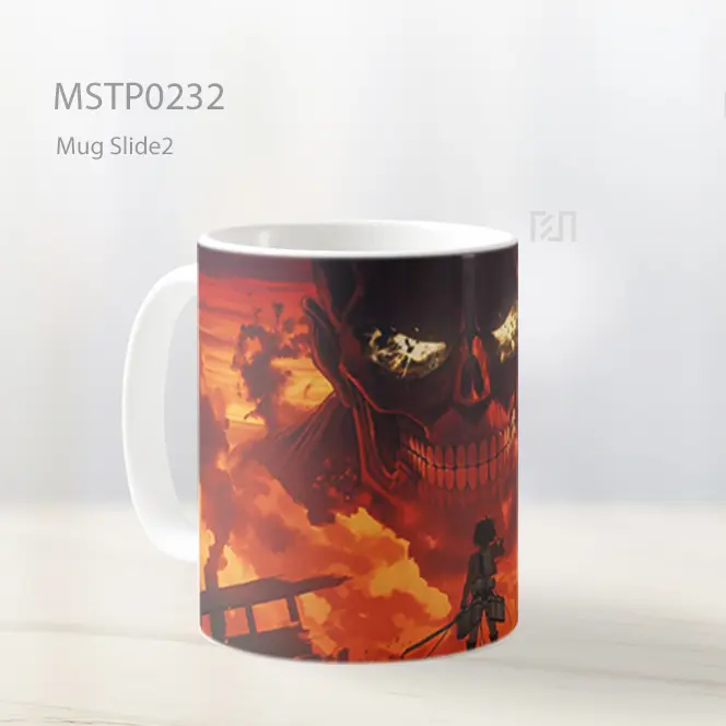 Attack On Titan Pertarungan Epik Latar Merah Mug MSTP0232 - All-side / Desain