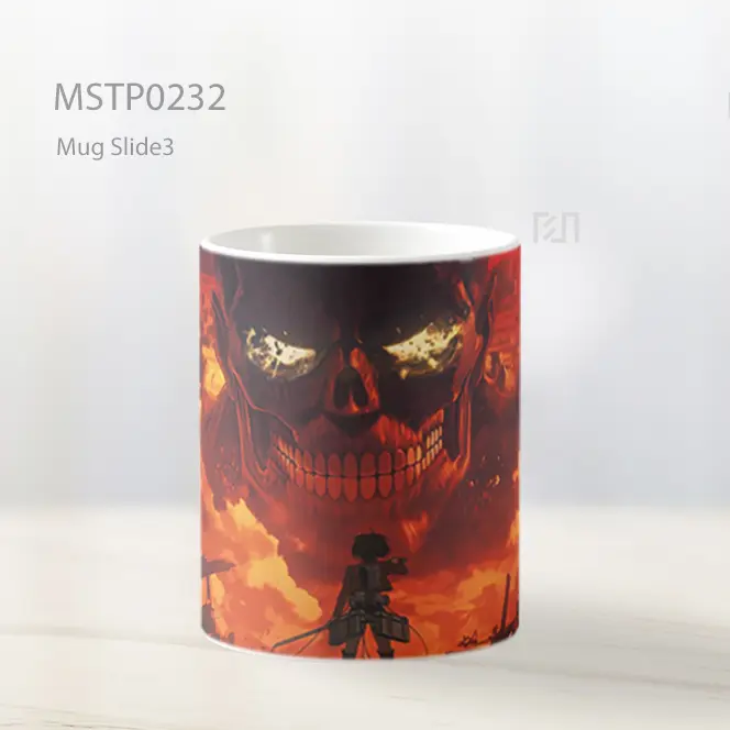 Attack On Titan Pertarungan Epik Latar Merah Mug MSTP0232 - All-side / Desain