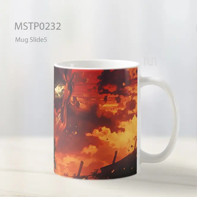Attack On Titan Pertarungan Epik Latar Merah Mug MSTP0232 - All-side / Desain