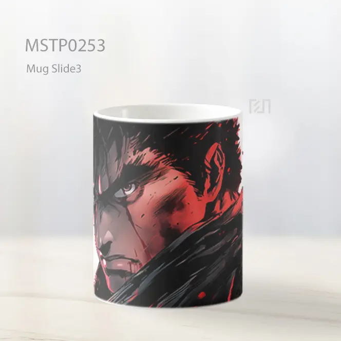 Berserk Guts Serius Putih Mug MSTP0253 - All-side / Desain